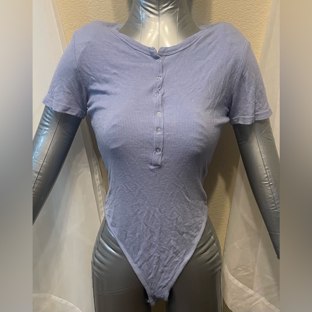 Forever 21 Light Blue Ribbed Bodysuit